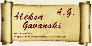 Aleksa Gavanski vizit kartica